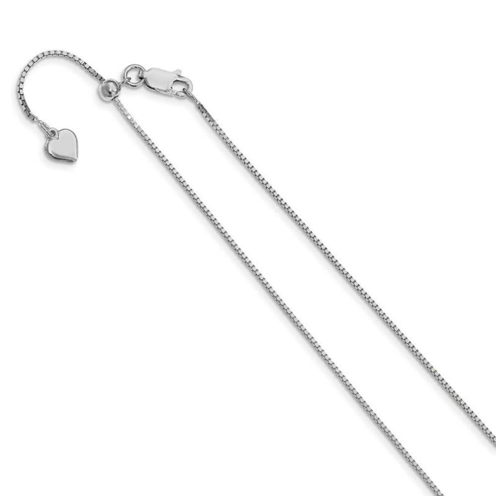 1mm Sterling Silver Adjustable Box Chain Necklace, 36 Inch